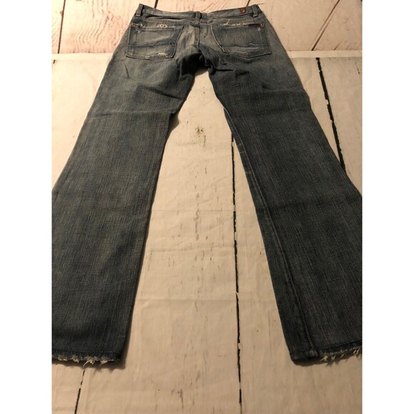 7 For All Mankind Women's Jeans Flare Distressed Destroyed Size 27 X 31 - Picture 7 of 9
